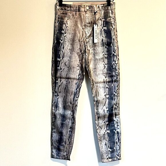 NWT L'AGENCE Margot High Rise Skinny Jean in Pink/Black Snakeskin - Picture 2 of 11